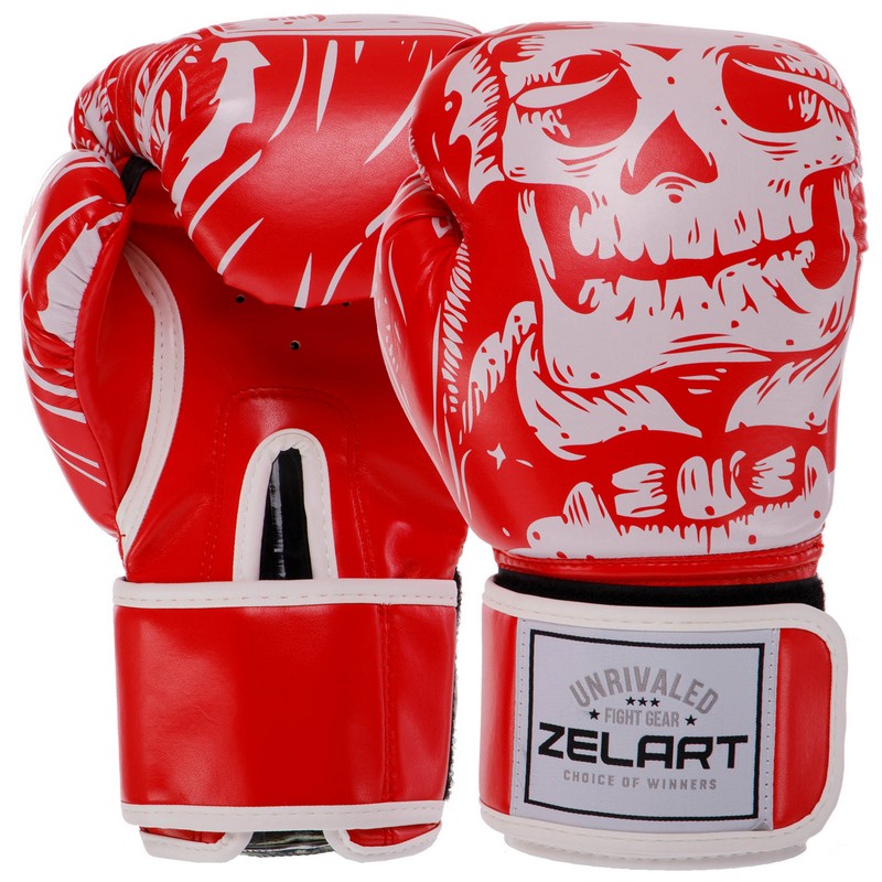 Boxerské rukavice ZeArt AO-5493 Skull červená (8-12 oz)